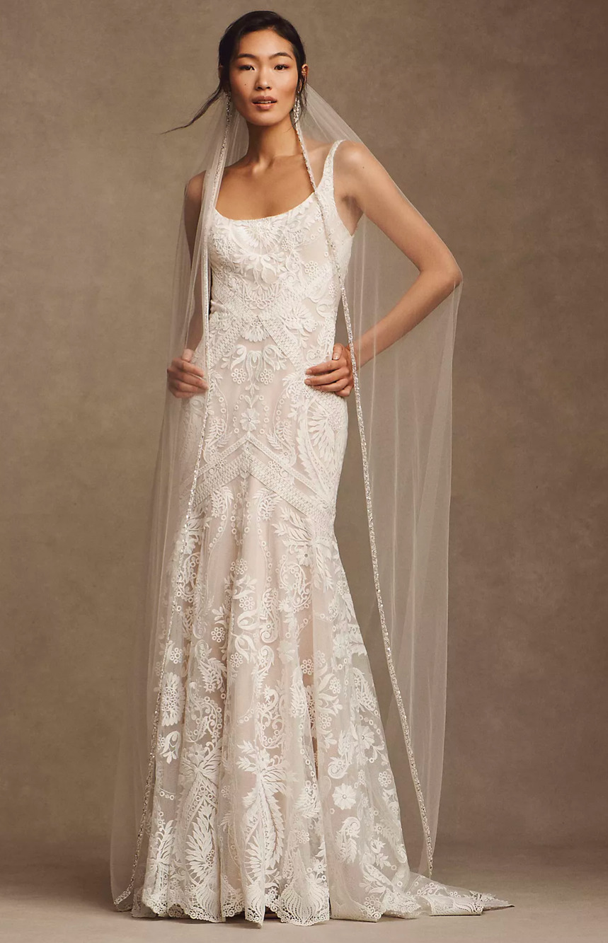 Wtoo by Watters Valette Wedding Dress Size 14 Ivory Blush Lace Mermaid Gown